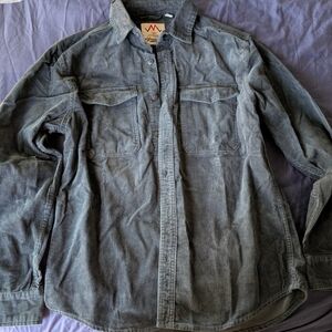 Gray Corduroy Button-Up Shirt